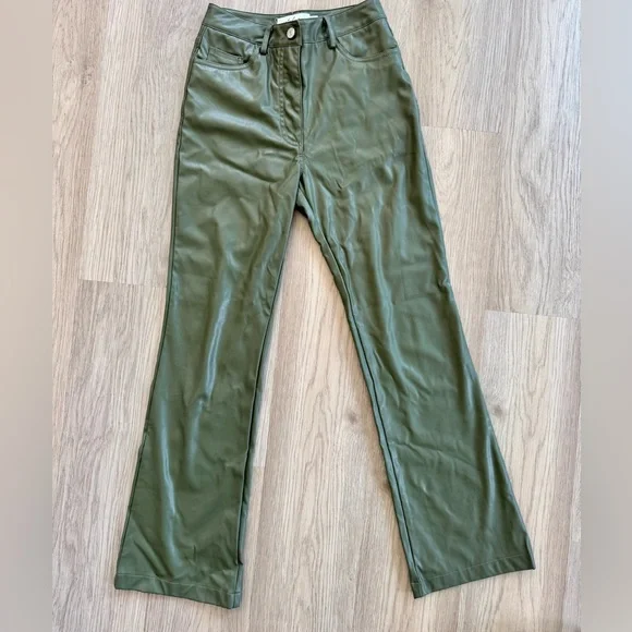 Green Faux Leather Pants - Picture 4 of 6
